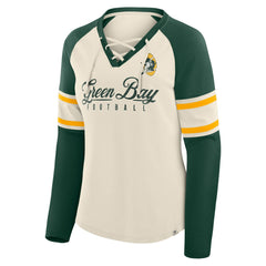 Women's Hometown Gridiron Hero Raglan Lace-Up V-Neck Long Sleeve T-Shirt - Green Bay Packers T-shirts