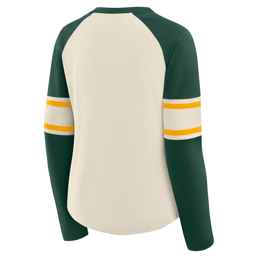 Women's Hometown Gridiron Hero Raglan Lace-Up V-Neck Long Sleeve T-Shirt - Green Bay Packers T-shirts