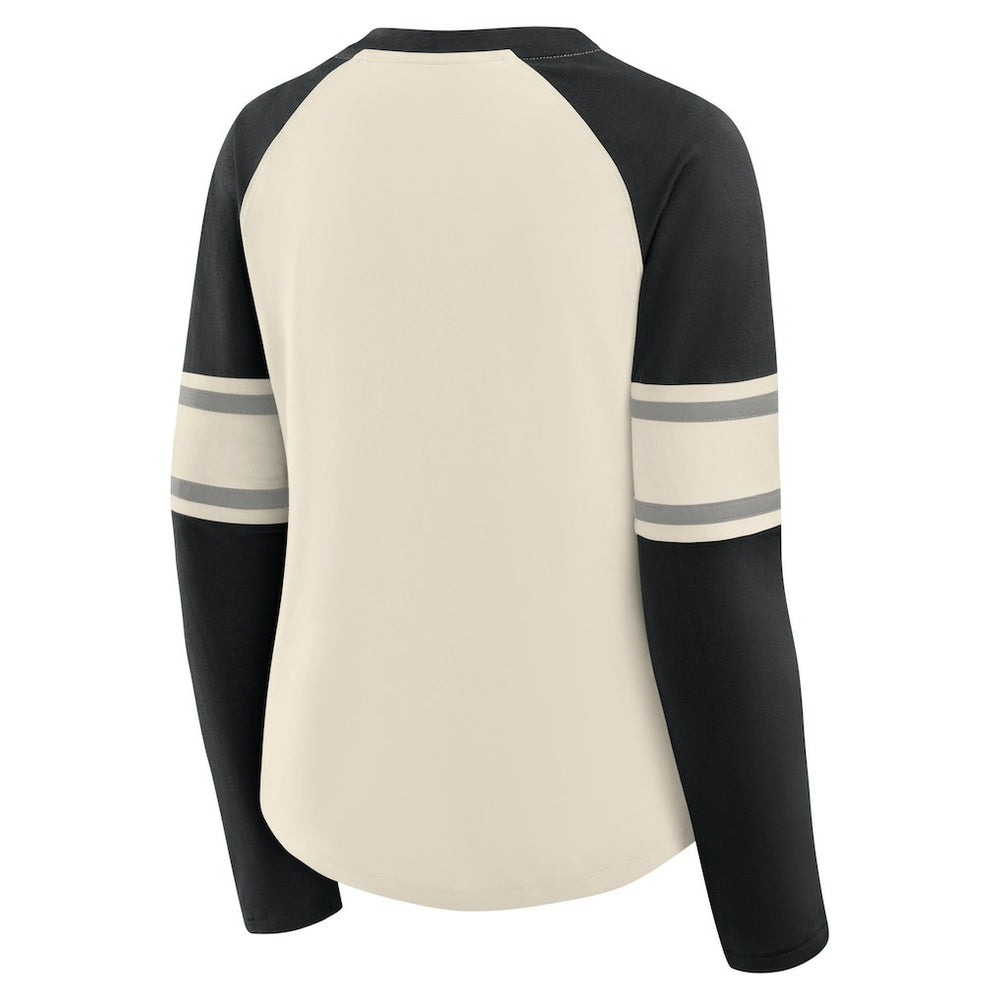 Women's Hometown Gridiron Hero Raglan Lace-Up V-Neck Long Sleeve T-Shirt - Las Vegas Raiders T-shirts
