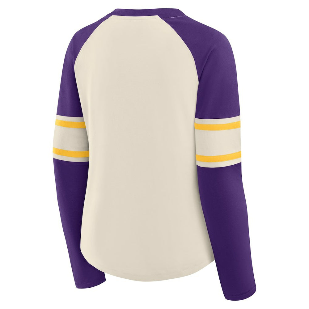 Women's Hometown Gridiron Hero Raglan Lace-Up V-Neck Long Sleeve T-Shirt - Minnesota Vikings T-shirts
