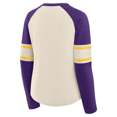 Women's Hometown Gridiron Hero Raglan Lace-Up V-Neck Long Sleeve T-Shirt - Minnesota Vikings T-shirts