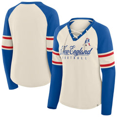 Women's Hometown Gridiron Hero Raglan Lace-Up V-Neck Long Sleeve T-Shirt - New England Patriots T-shirts