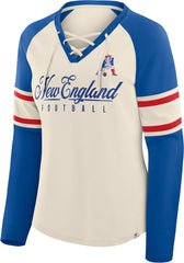 Women's Hometown Gridiron Hero Raglan Lace-Up V-Neck Long Sleeve T-Shirt - New England Patriots T-shirts