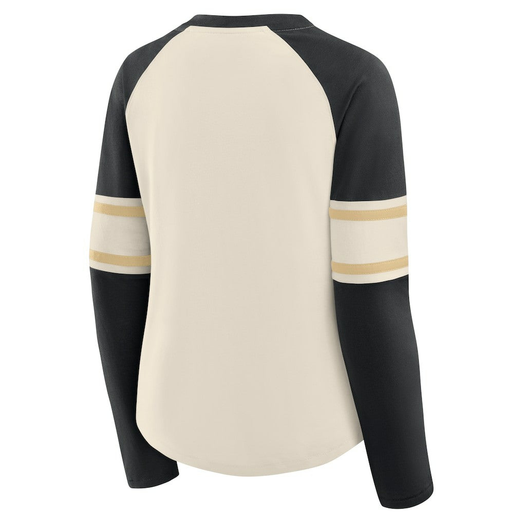 Women's Hometown Gridiron Hero Raglan Lace-Up V-Neck Long Sleeve T-Shirt - New Orleans Saints T-shirts