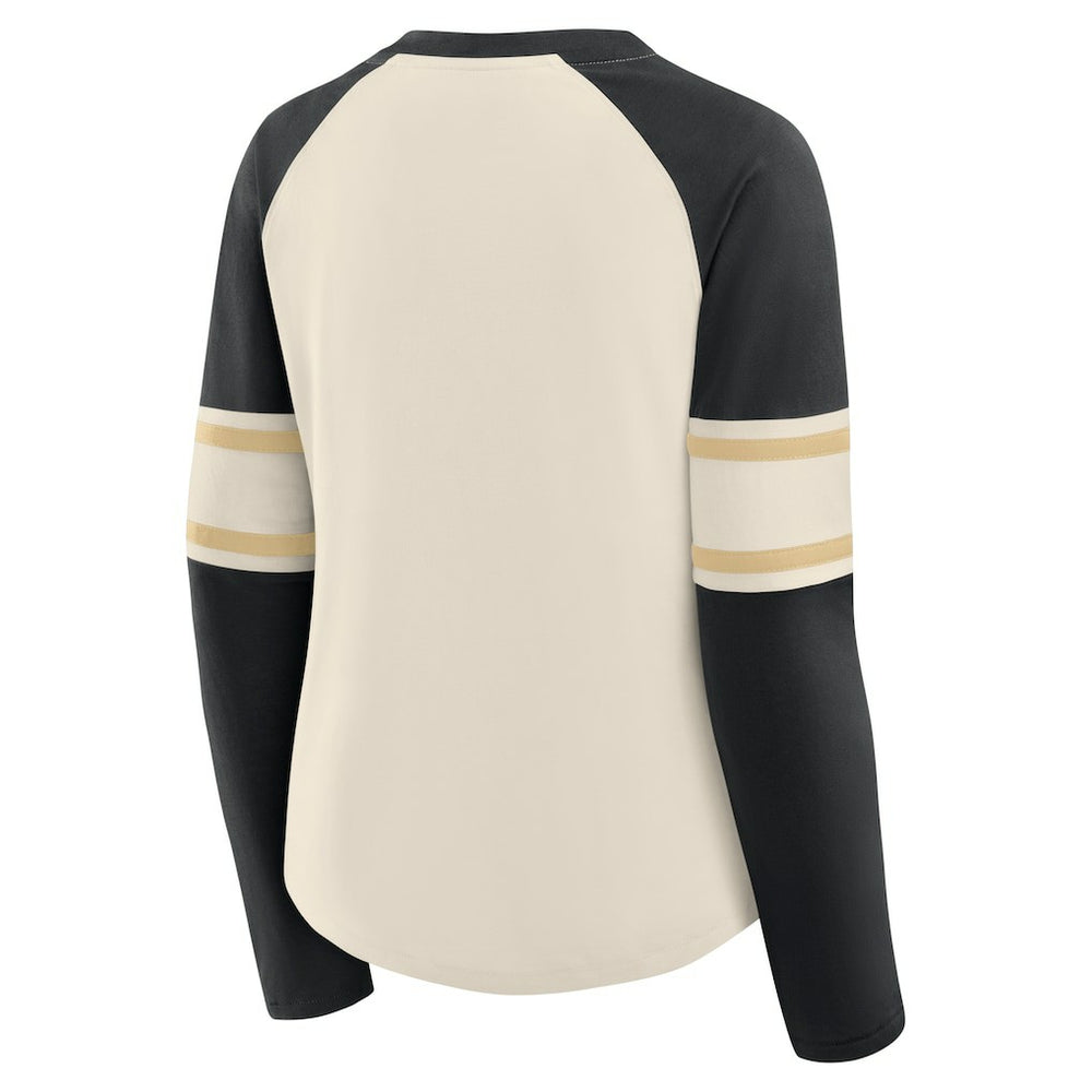Women's Hometown Gridiron Hero Raglan Lace-Up V-Neck Long Sleeve T-Shirt - New Orleans Saints T-shirts