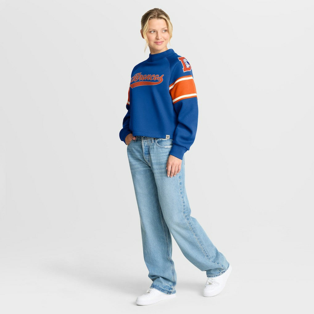 Oversized Hometown Toss Sweep Mock Neck Pullover - Denver Broncos Pullover