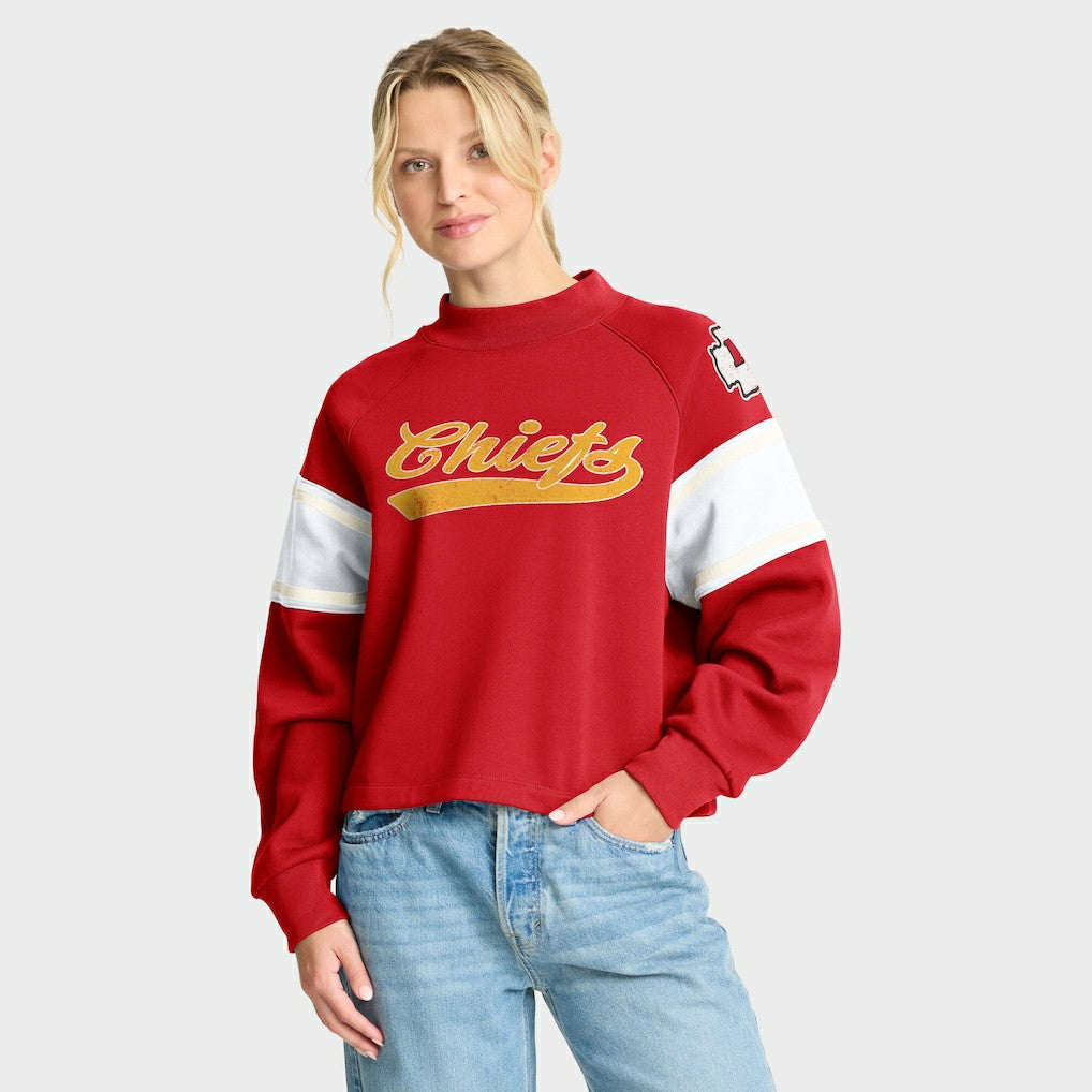 Oversized Hometown Toss Sweep Mock Neck Pullover - Kansas City Chiefs Pullover