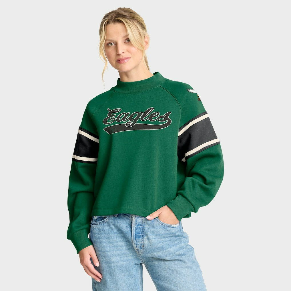 Oversized Hometown Toss Sweep Mock Neck Pullover - Philadelphia Eagles Pullover