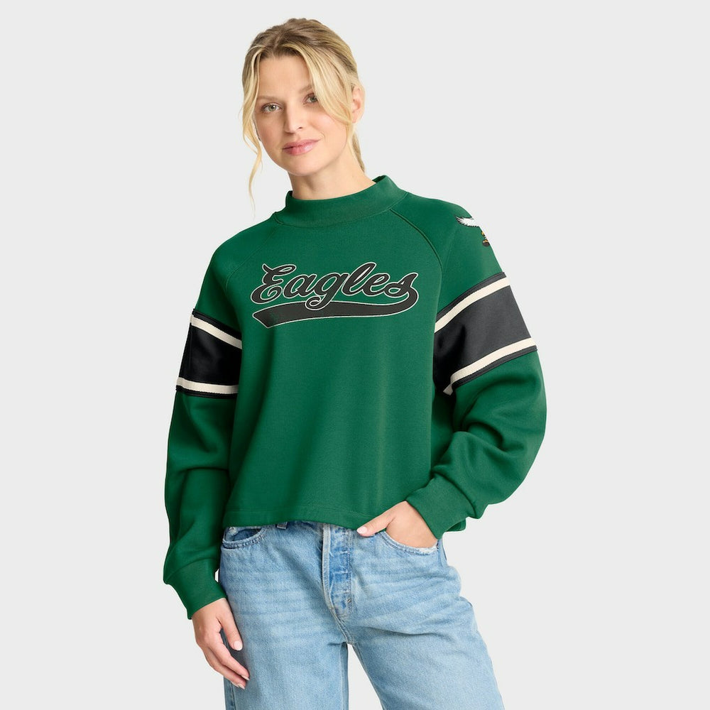 Oversized Hometown Toss Sweep Mock Neck Pullover - Philadelphia Eagles Pullover