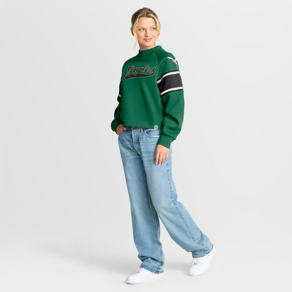 Oversized Hometown Toss Sweep Mock Neck Pullover - Philadelphia Eagles Pullover