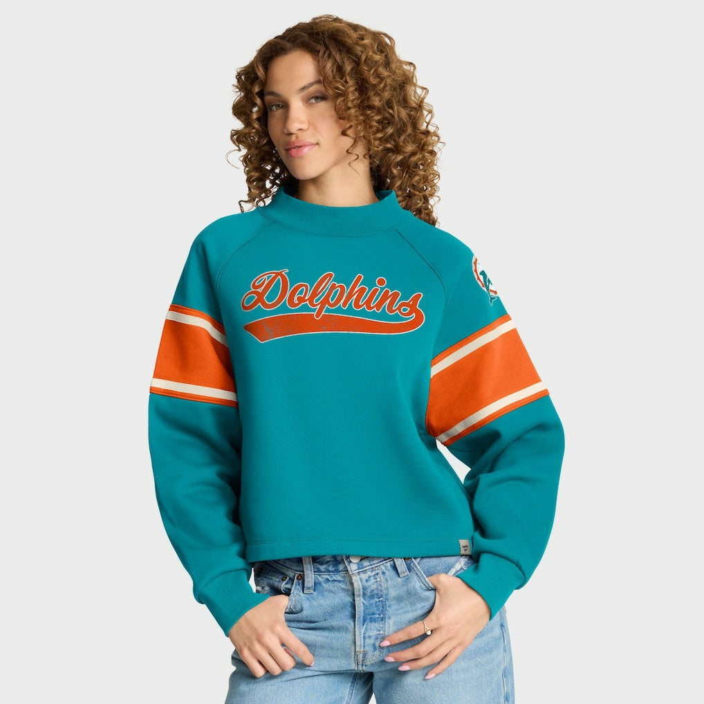 Oversized Hometown Toss Sweep Mock Neck Pullover - Miami Dolphins Pullover