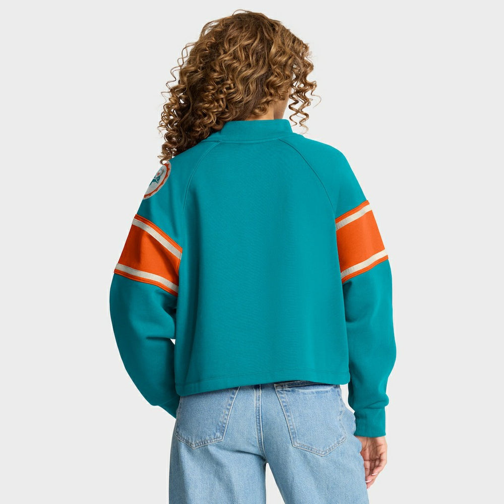 Oversized Hometown Toss Sweep Mock Neck Pullover - Miami Dolphins Pullover