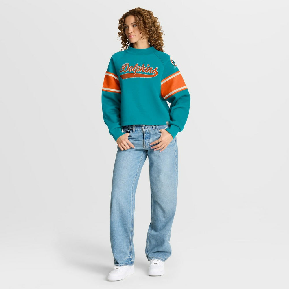 Oversized Hometown Toss Sweep Mock Neck Pullover - Miami Dolphins Pullover