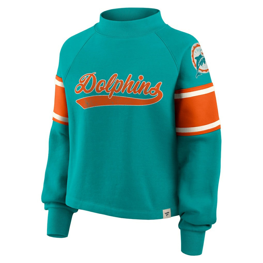 Oversized Hometown Toss Sweep Mock Neck Pullover - Miami Dolphins Pullover