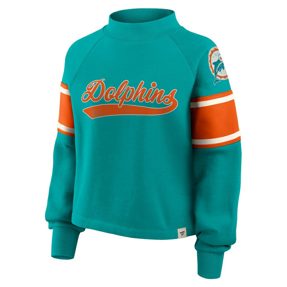 Oversized Hometown Toss Sweep Mock Neck Pullover - Miami Dolphins Pullover