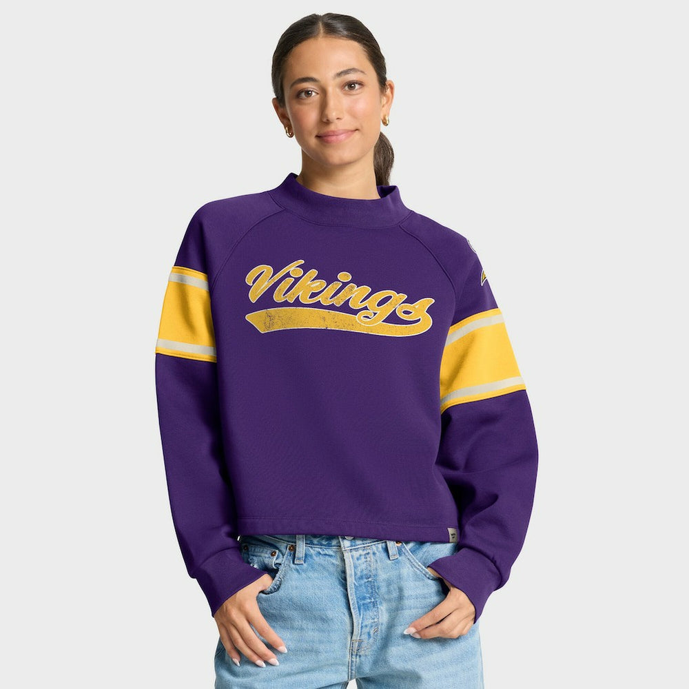 Oversized Hometown Toss Sweep Mock Neck Pullover - Minnesota Vikings Pullover