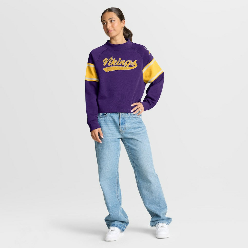 Oversized Hometown Toss Sweep Mock Neck Pullover - Minnesota Vikings Pullover