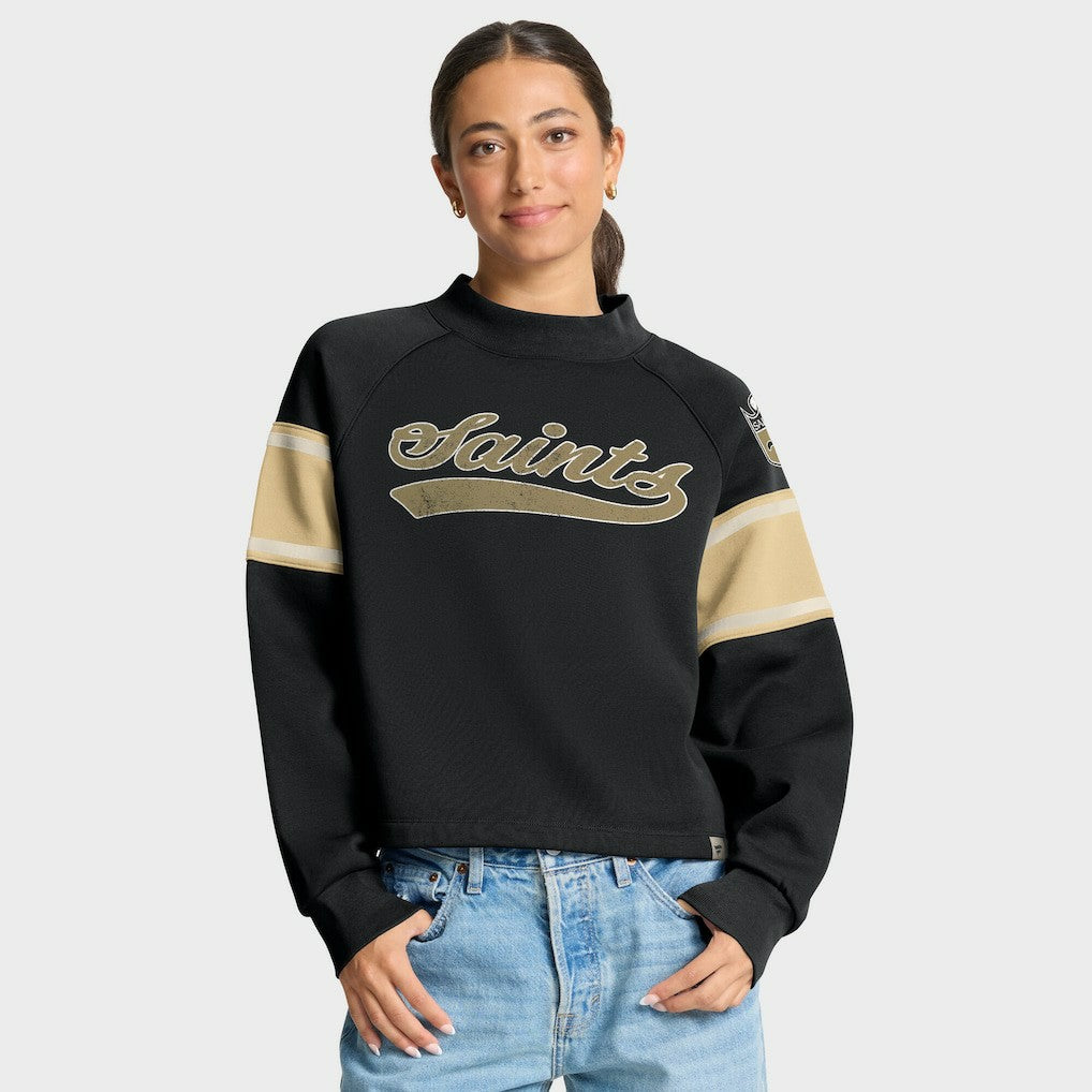 Oversized Hometown Toss Sweep Mock Neck Pullover - New Orleans Saints Pullover