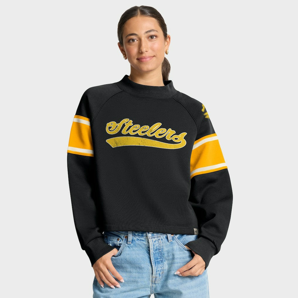 Oversized Hometown Toss Sweep Mock Neck Pullover - Pittsburgh Steelers Pullover