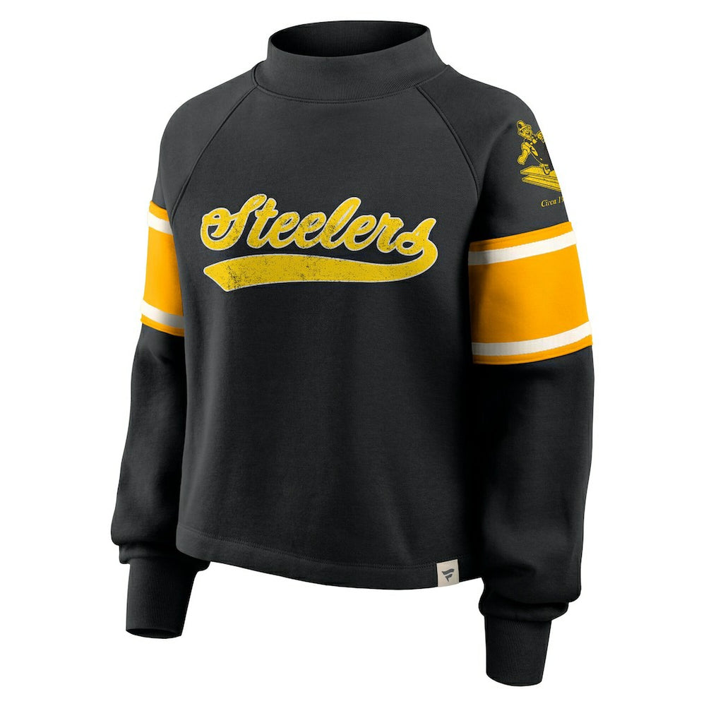 Oversized Hometown Toss Sweep Mock Neck Pullover - Pittsburgh Steelers Pullover