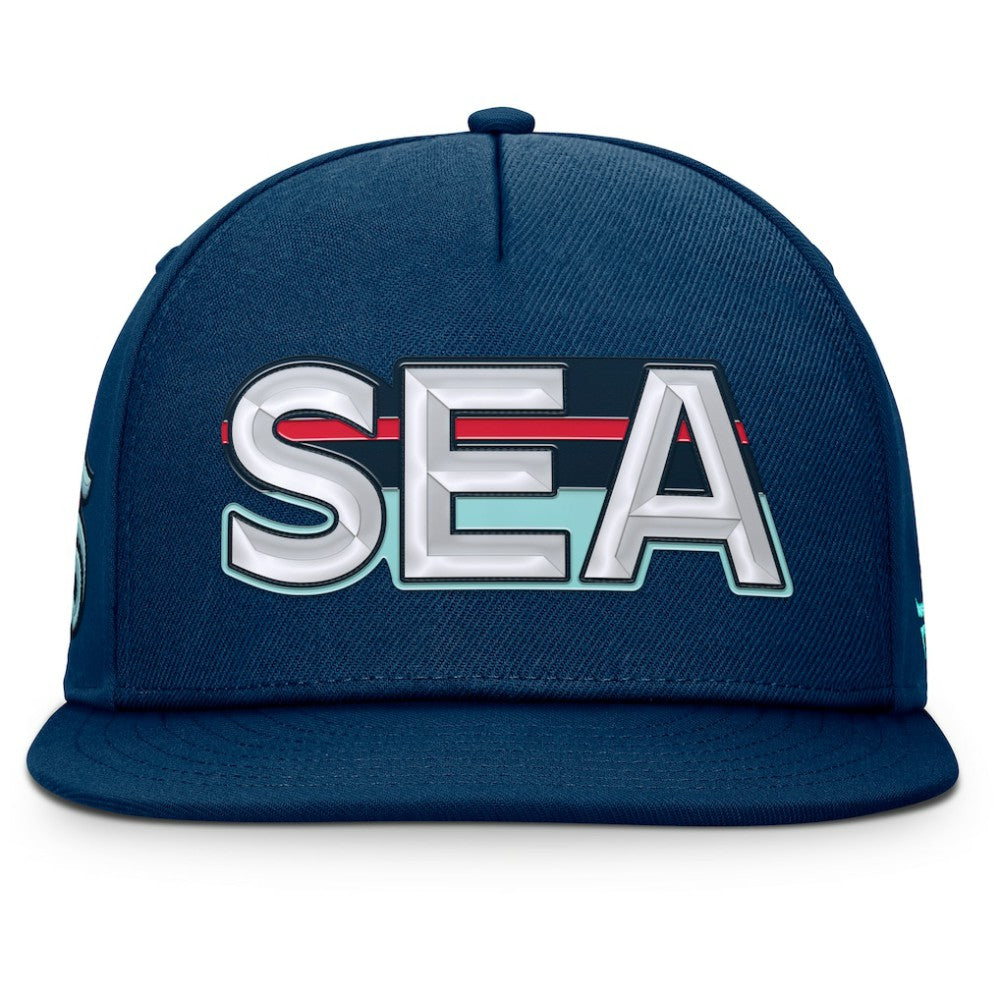 NHL Seattle Kraken Fanatics Authentic Pro Rink Team Code Snapback Hat