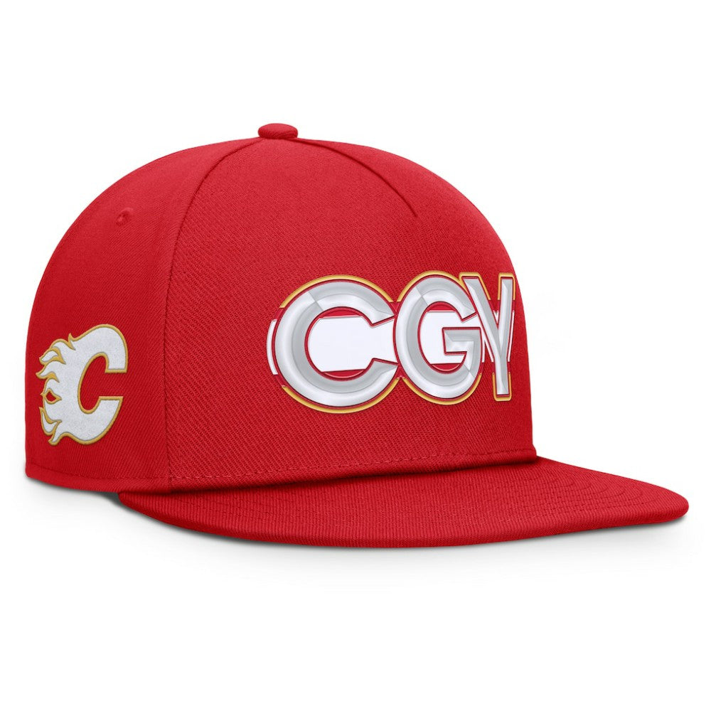 NHL Calgary Flames Fanatics Authentic Pro Rink Team Code Snapback Hat