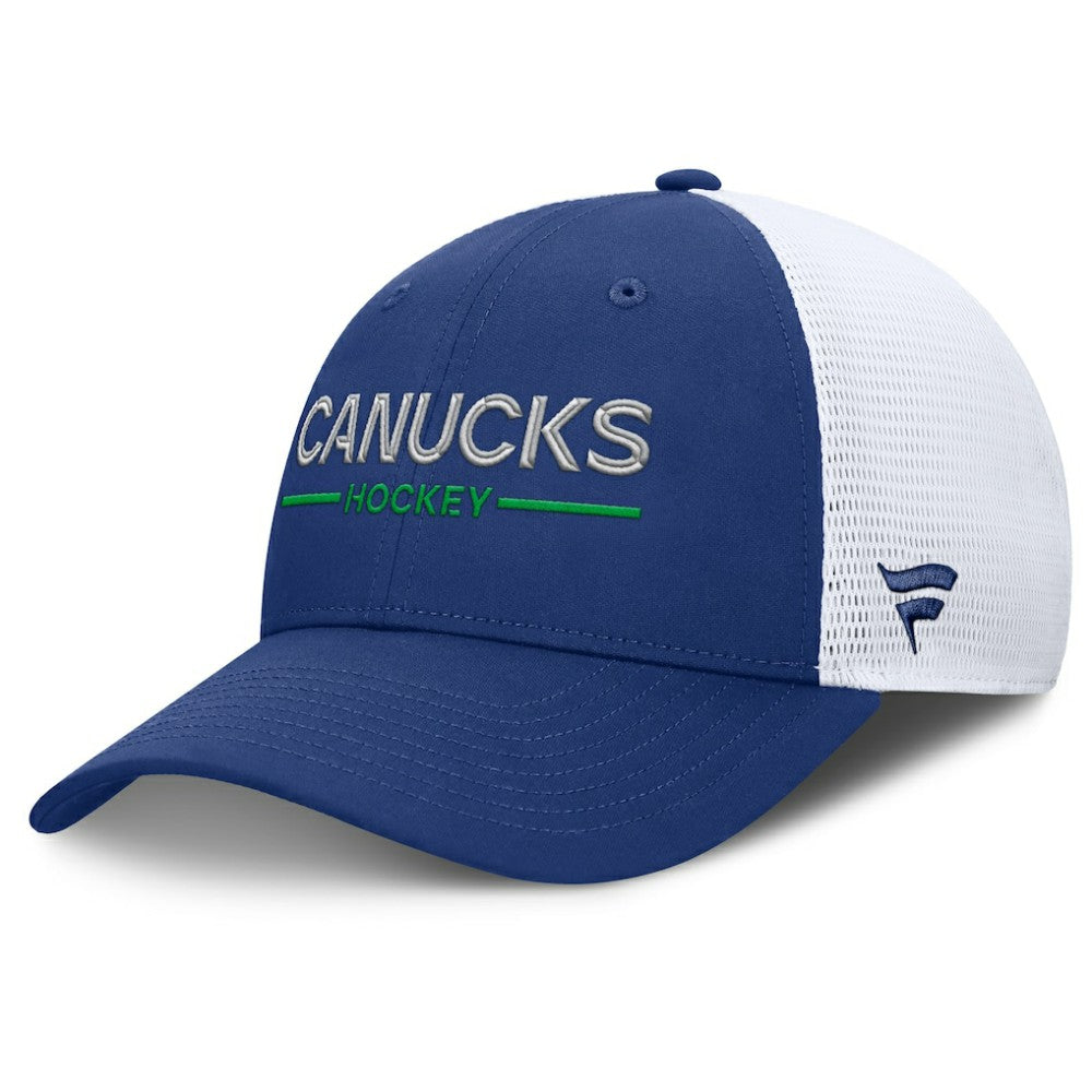 NHL Vancouver Canucks Fanatics Authentic Pro Rink Lockup Adjustable Trucker Hat