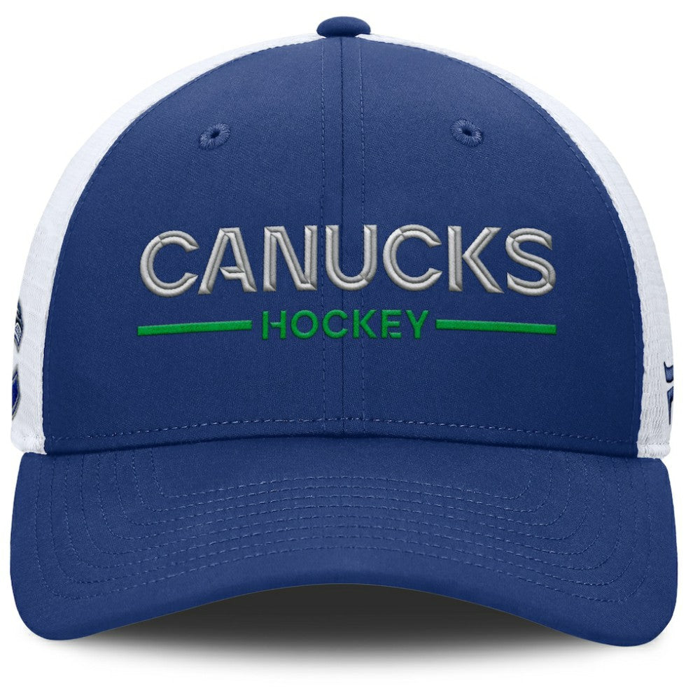 NHL Vancouver Canucks Fanatics Authentic Pro Rink Lockup Adjustable Trucker Hat