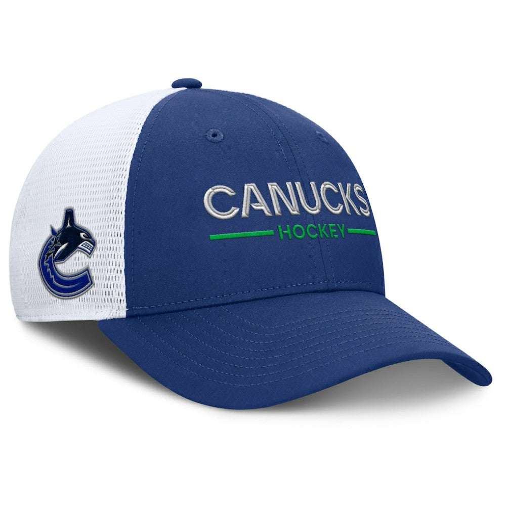 NHL Vancouver Canucks Fanatics Authentic Pro Rink Lockup Adjustable Trucker Hat