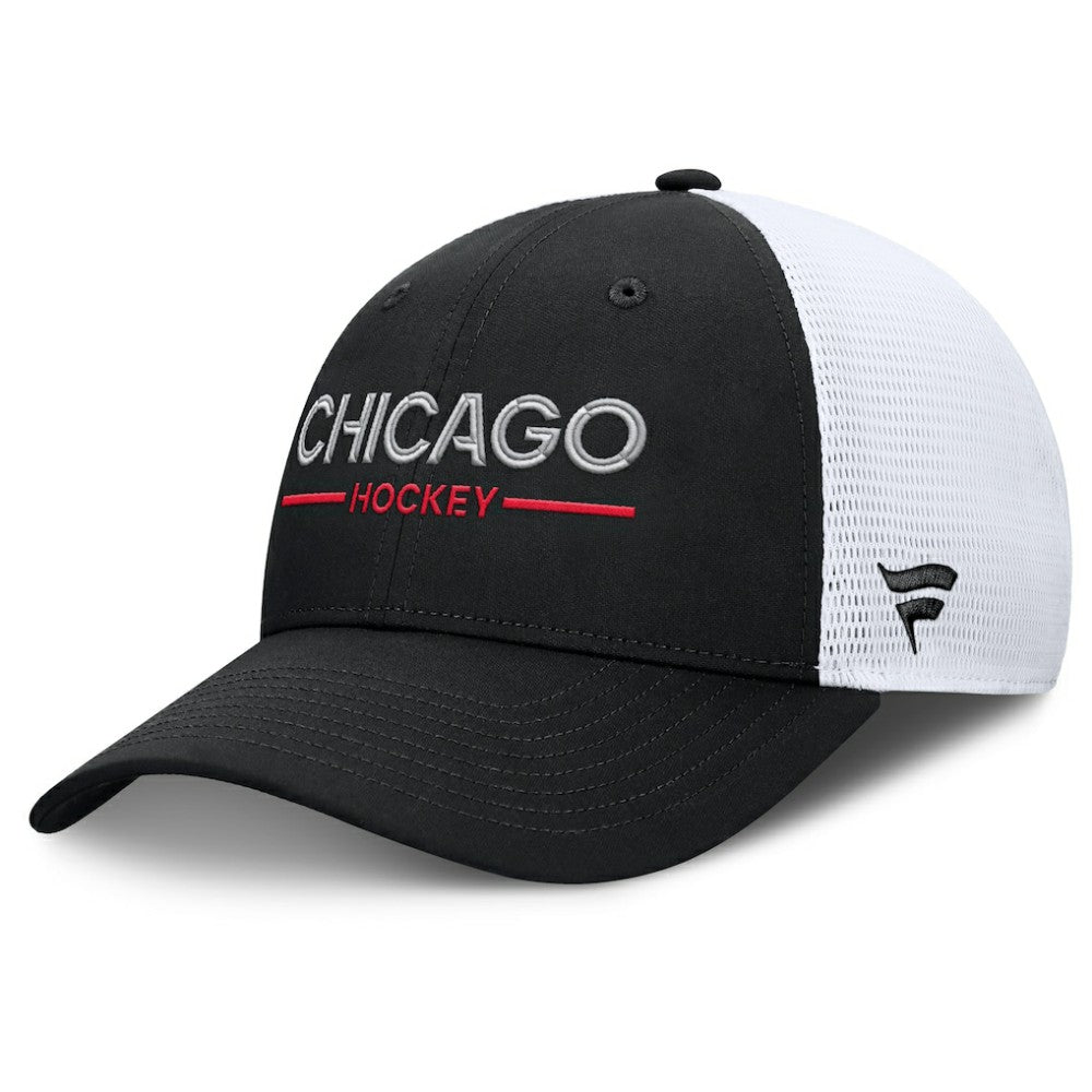 NHL Chicago Blackhawks Fanatics Authentic Pro Rink Lockup Adjustable Trucker Hat