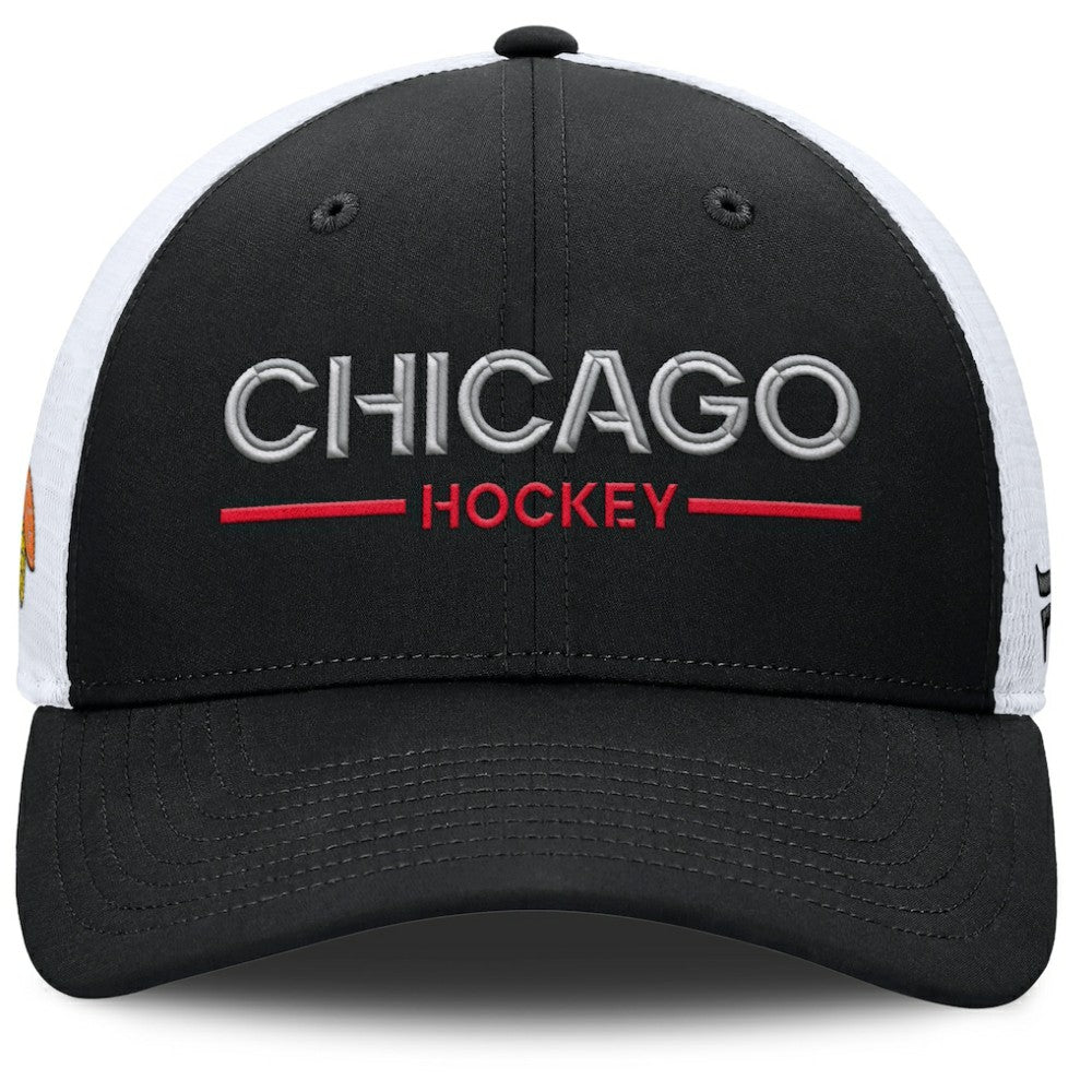 NHL Chicago Blackhawks Fanatics Authentic Pro Rink Lockup Adjustable Trucker Hat