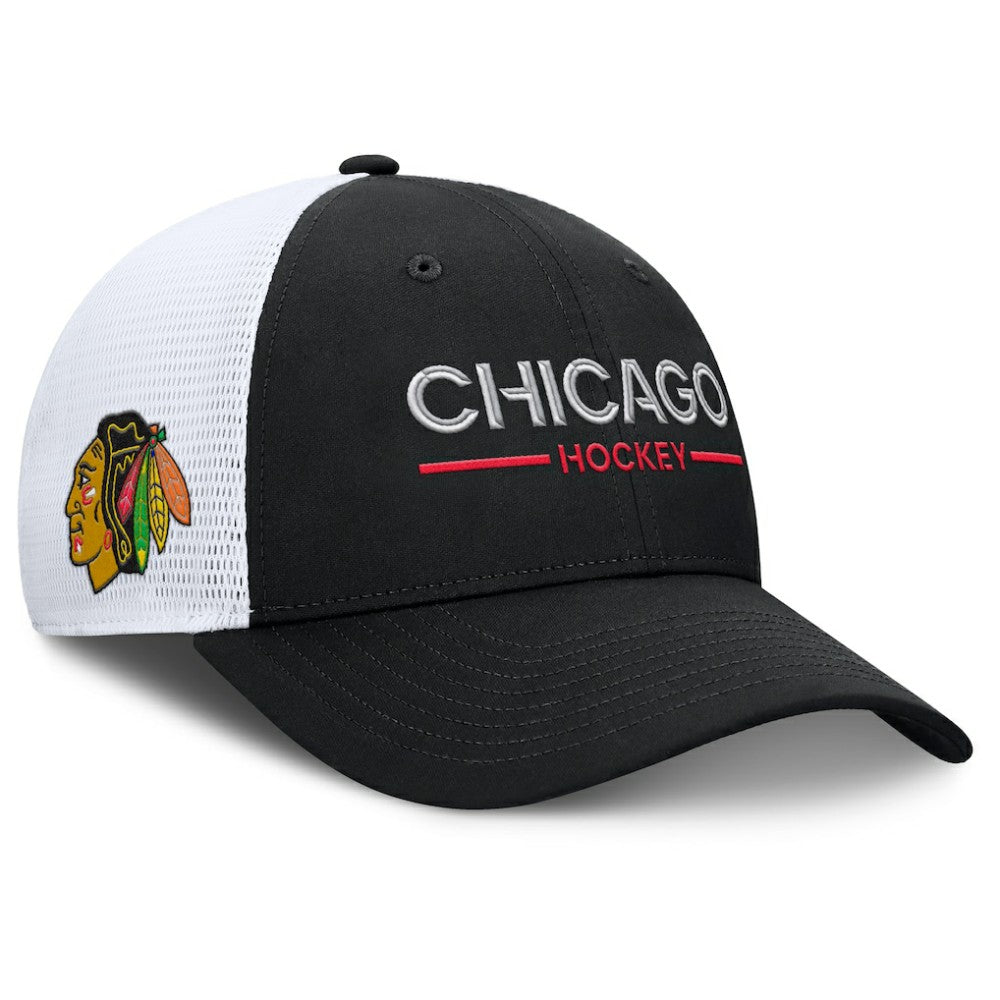 NHL Chicago Blackhawks Fanatics Authentic Pro Rink Lockup Adjustable Trucker Hat