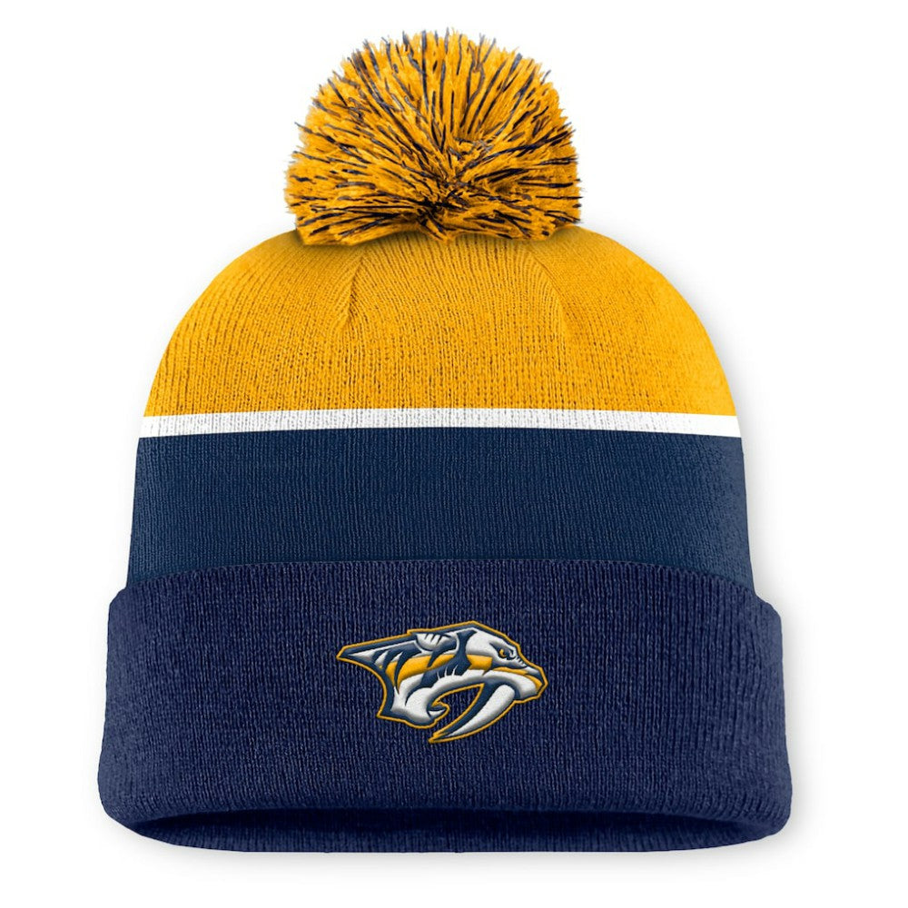 NHL Nashville Predators Fanatics Authentic Pro Rink Cuffed Knit Hat with Pom