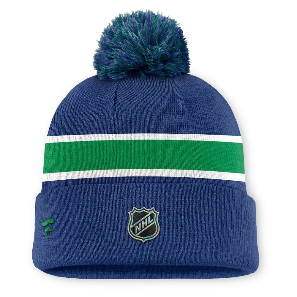 NHL Vancouver Canucks Fanatics Authentic Pro Rink Cuffed Knit Hat with Pom