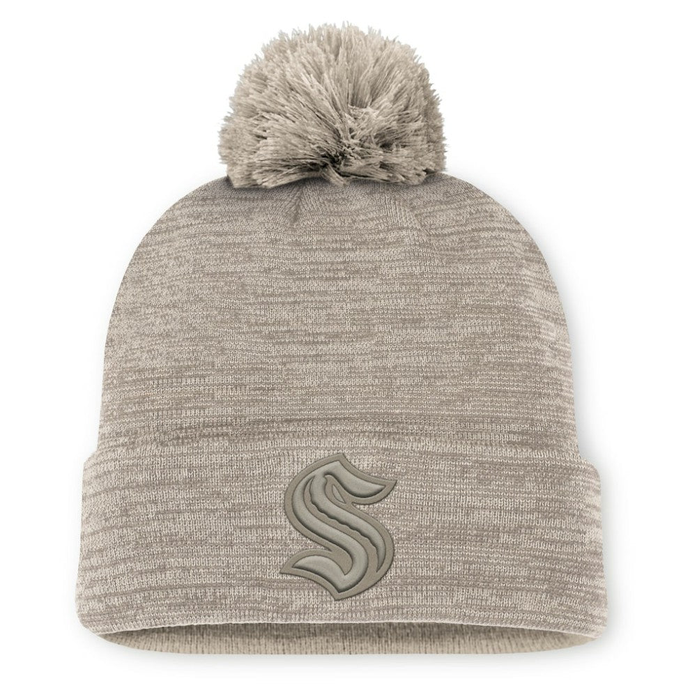 NHL Seattle Kraken Fanatics Authentic Pro Road Cuffed Knit Hat with Pom