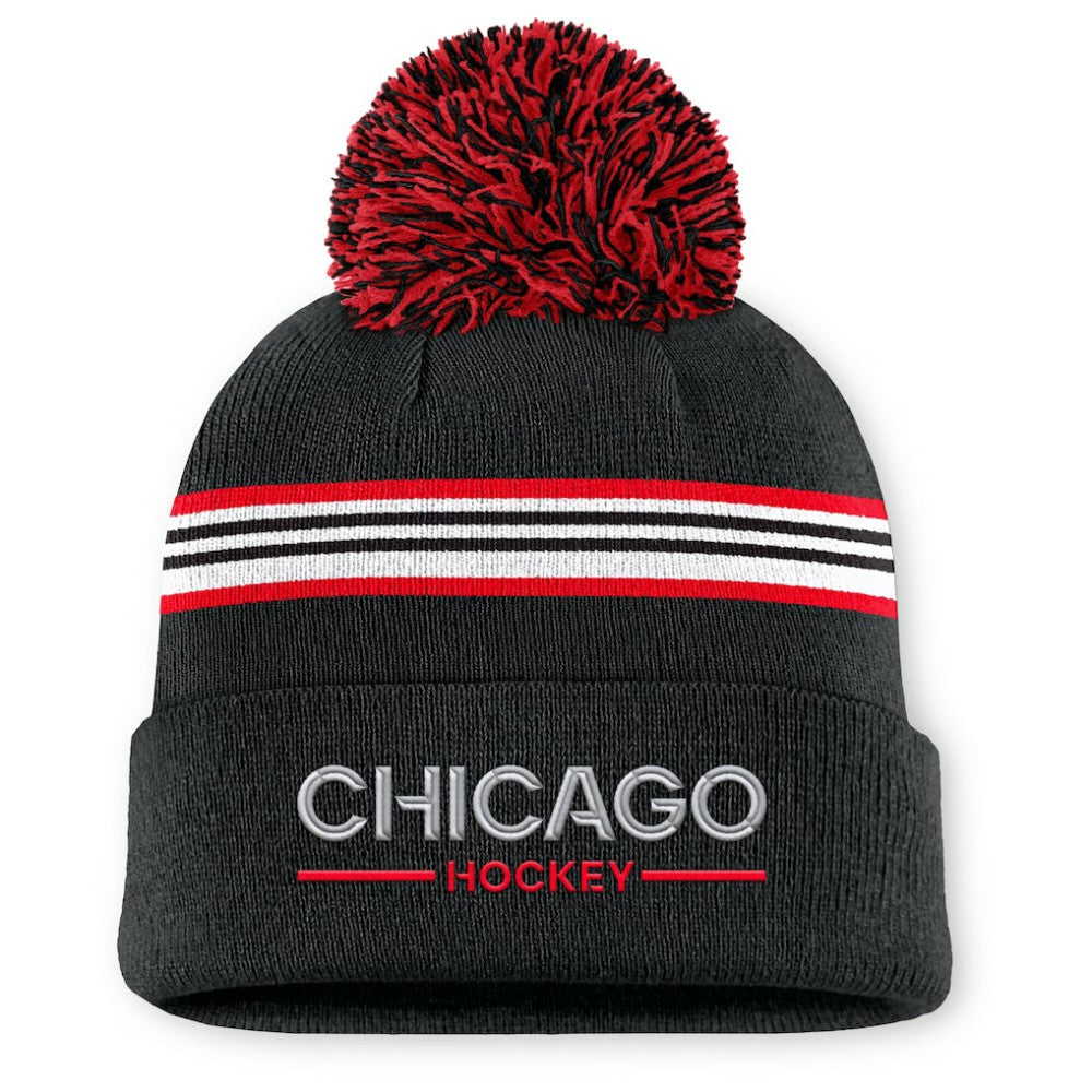 NHL Chicago Blackhawks Fanatics Women's Authentic Pro Rink Cuffed Knit Hat with Pom