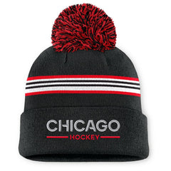 NHL Chicago Blackhawks Fanatics Women's Authentic Pro Rink Cuffed Knit Hat with Pom