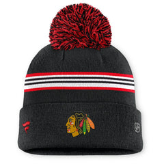 NHL Chicago Blackhawks Fanatics Women's Authentic Pro Rink Cuffed Knit Hat with Pom