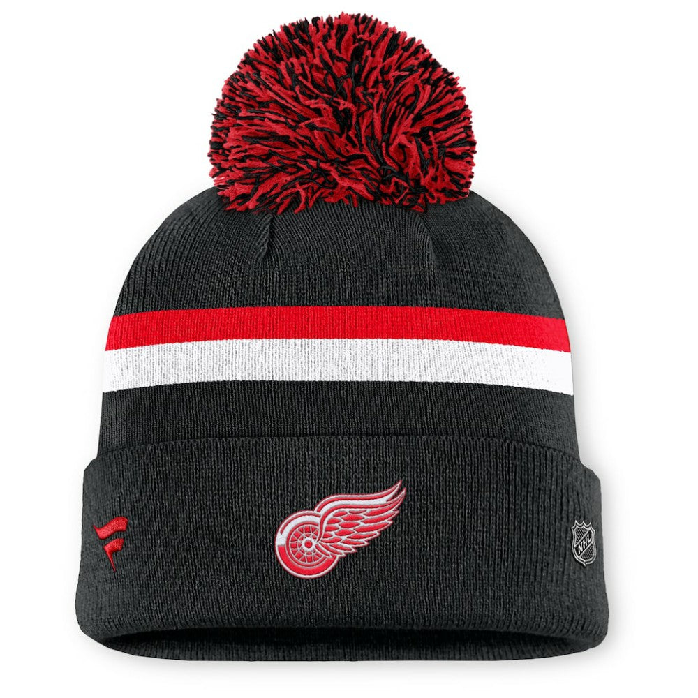 NHL Detroit Red Wings Fanatics Women's Authentic Pro Rink Cuffed Knit Hat with Pom