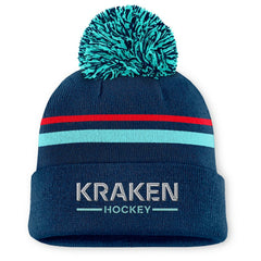NHL Seattle Kraken Fanatics Women's Authentic Pro Rink Cuffed Knit Hat with Pom