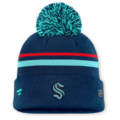NHL Seattle Kraken Fanatics Women's Authentic Pro Rink Cuffed Knit Hat with Pom