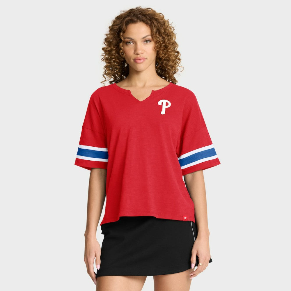 Red Philadelphia Phillies Fanatics Women's Curl Route T-Shirt