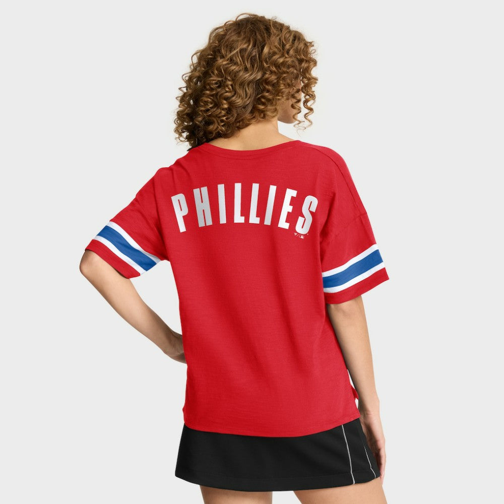 Red Philadelphia Phillies Fanatics Women's Curl Route T-Shirt