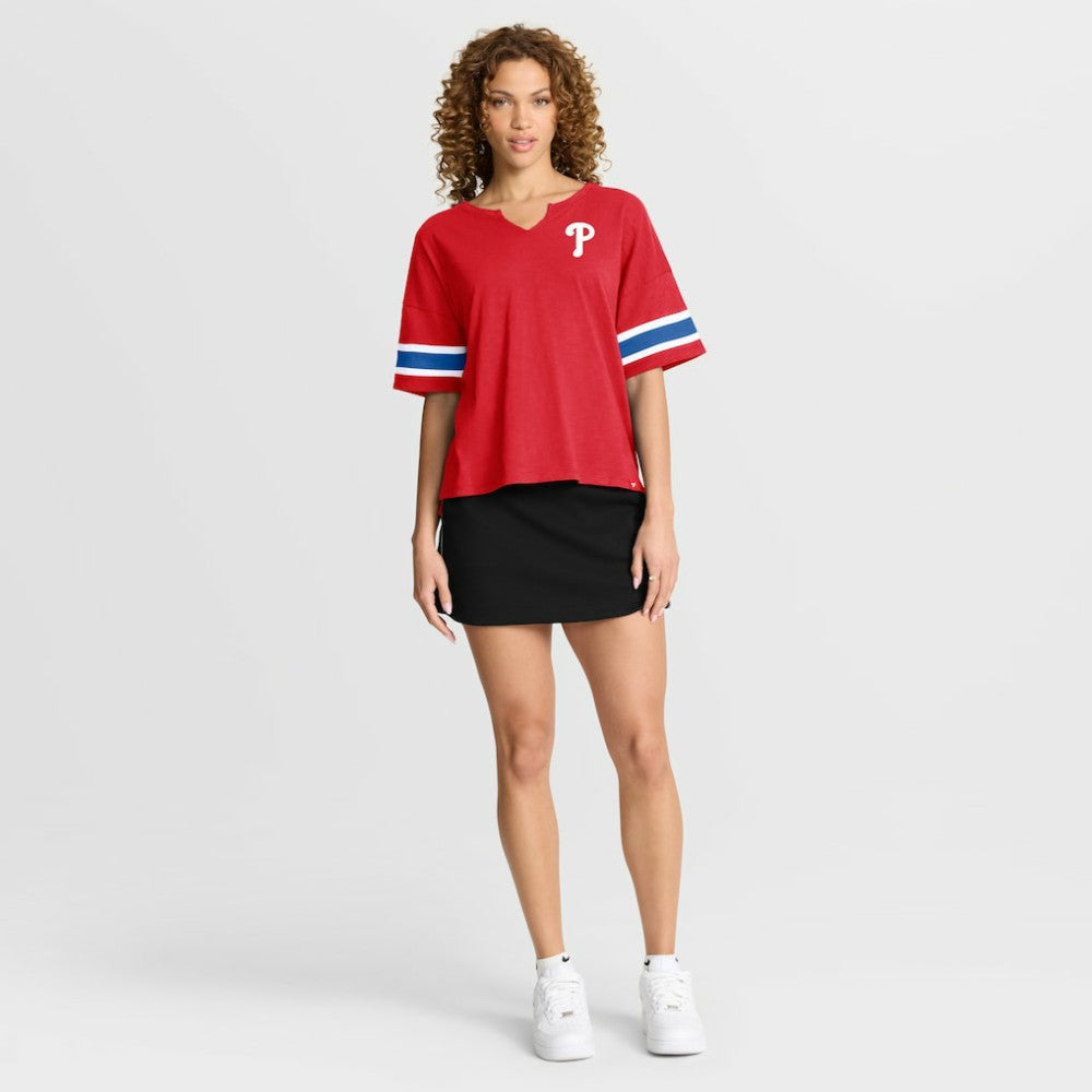 Red Philadelphia Phillies Fanatics Women's Curl Route T-Shirt