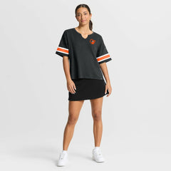 Black Baltimore Orioles Fanatics Women's Curl Route T-Shirt