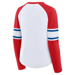 White/Red Philadelphia Phillies Fanatics Women's Blitz Package Raglan Lace-Up V-Neck Long Sleeve T-Shirt
