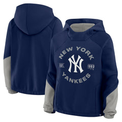 Navy New York Yankees Fanatics Women's Oversized Time to Win Pullover Hoodie