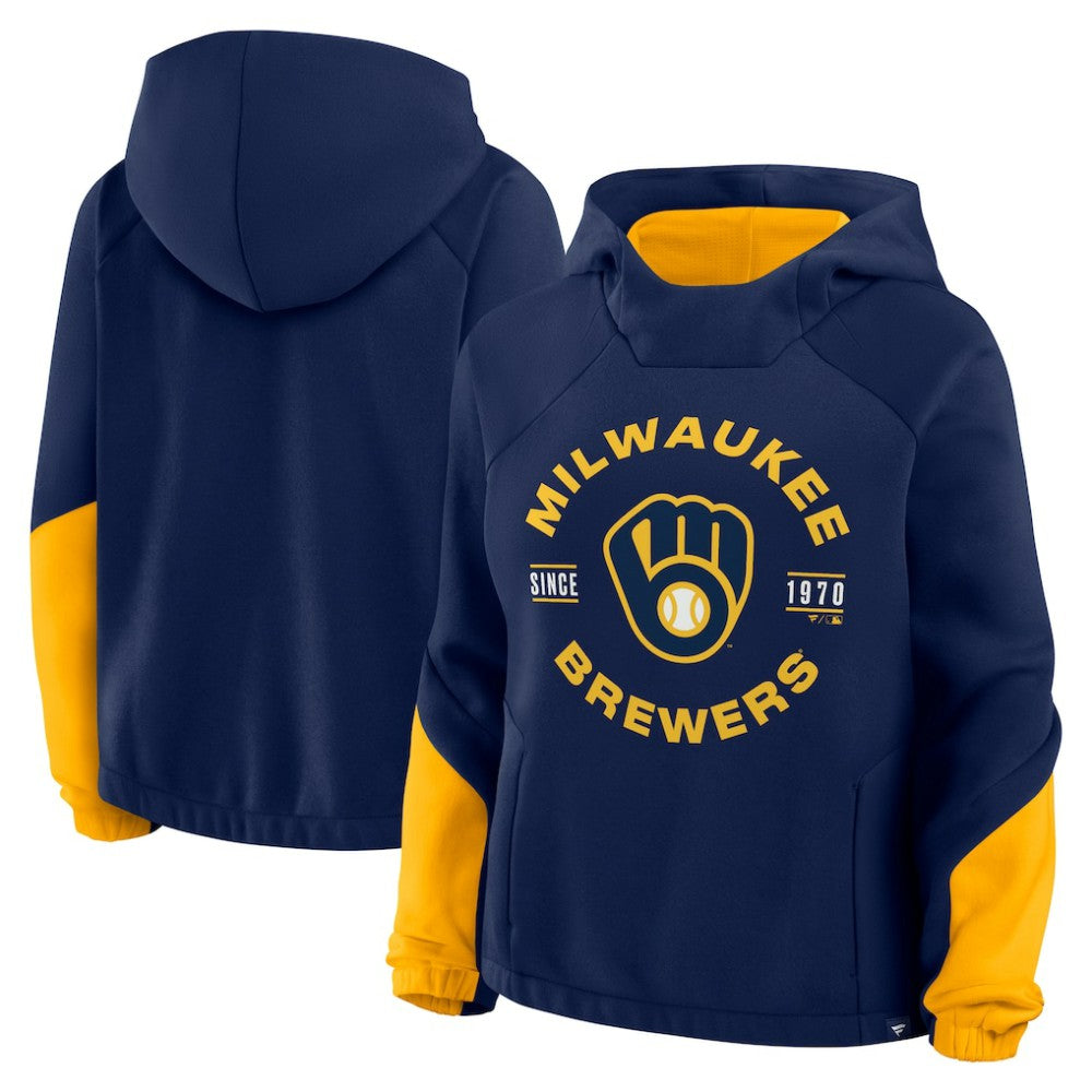 Navy Milwaukee Brewers Fanatics Women's Oversized Time to Win Pullover Hoodie