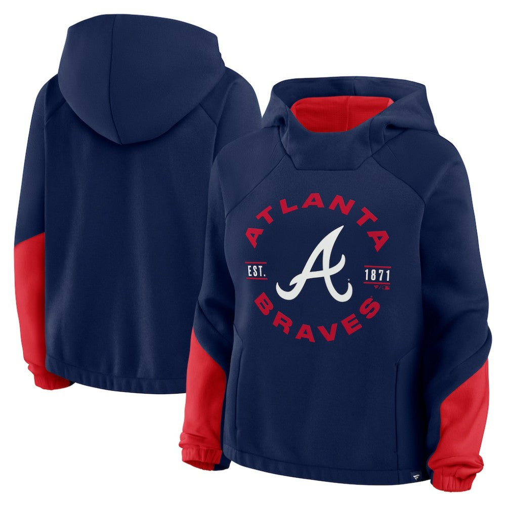 Navy Atlanta Braves Fanatics Women's Oversized Time to Win Pullover Hoodie