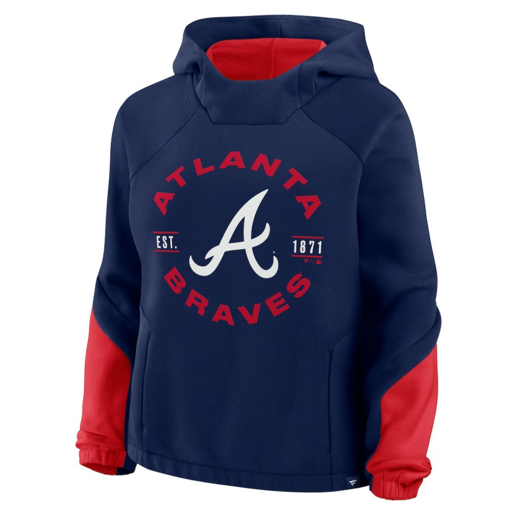 Navy Atlanta Braves Fanatics Women's Oversized Time to Win Pullover Hoodie